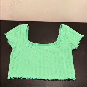 aerie Mint Green Ribbed Square-Neck Crop Top